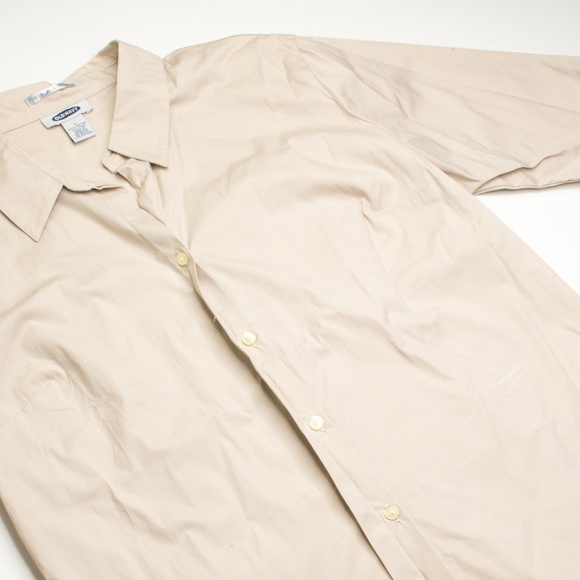 Old Navy Stretch Beige Button Down Shirt - Picture 2 of 7